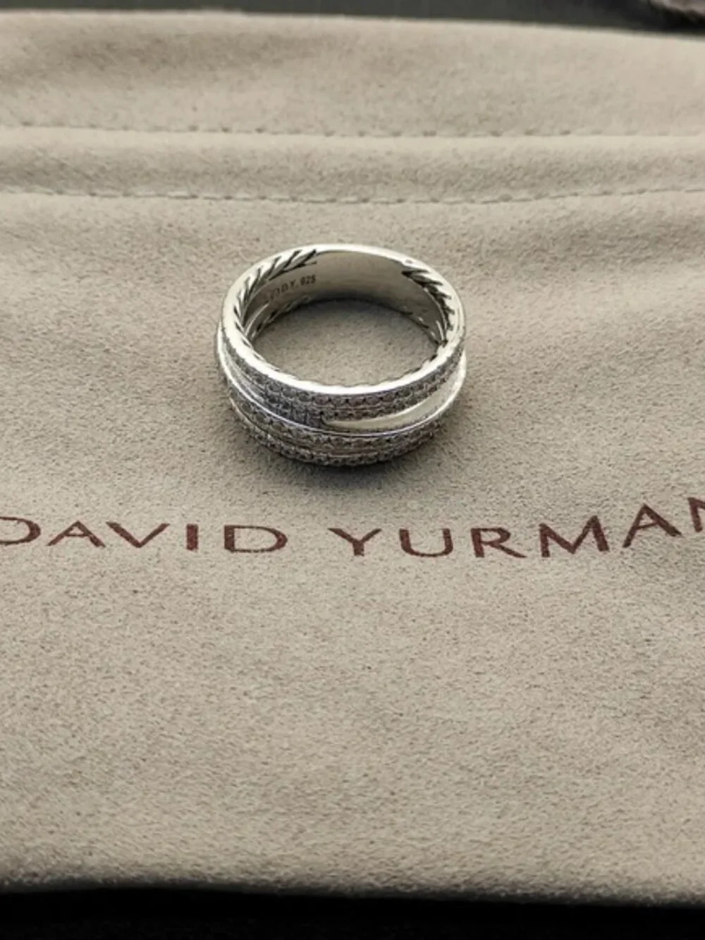 David Yurman full diamond cross ring